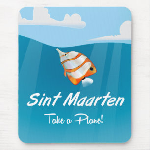 Sint Maarten holiday travel poster cartoon. Mouse Pad