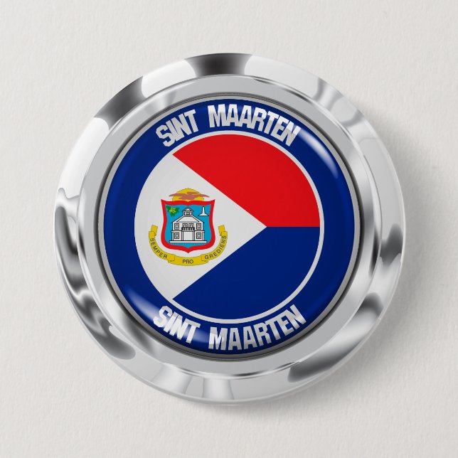 Sint Maarten Round Emblem 3 Inch Round Button (Front)