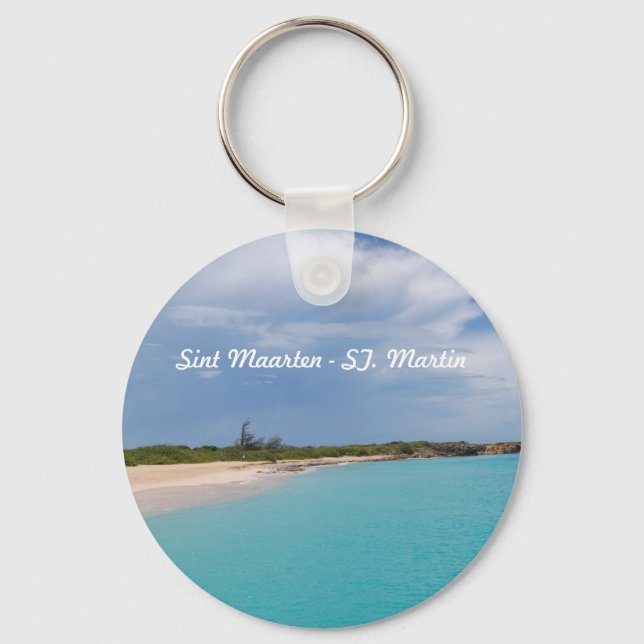 Sint Maarten - St. Martin Beach Scene Keychain (Front)