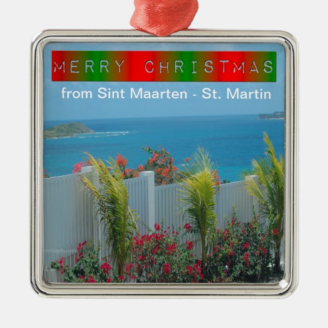 Sint Maarten - St. Martin Ocean Blue Seascape Metal Ornament (Front)