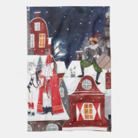 Sinterklaas and Piet on the roofs of Amsterdam Pos