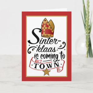 Sinterklaas is Coming to Town with Mitre and Star Card