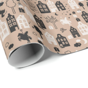 Sinterklaas met grachtenpandjes en paard wrapping paper