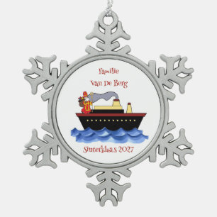 Sinterklaas Stoomboot met Naam Familie Ornament