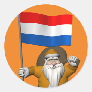 Sinterklaas With Ensign Of The Netherlands Classic Round Sticker