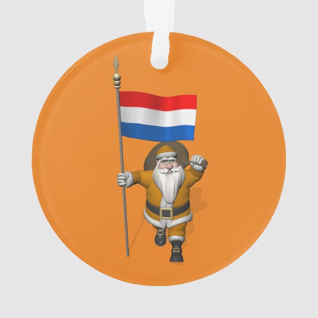 Sinterklaas With Ensign Of The Netherlands Ornament (Back)