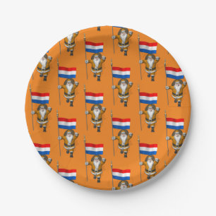 Sinterklaas With Ensign Of The Netherlands Paper Plate