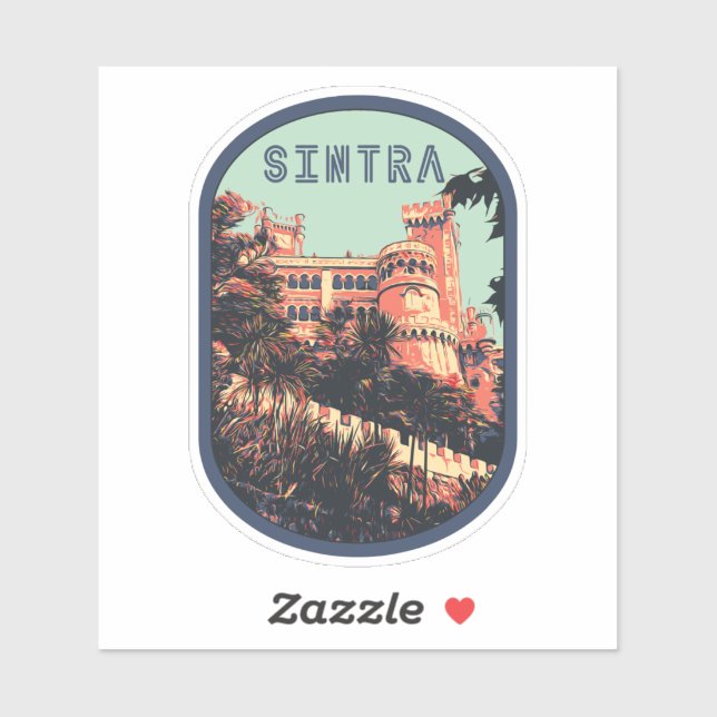 Sintra Pena palace illustration Portugal Sticker (Sheet)