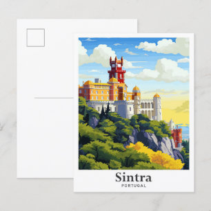 Sintra Portugal Art Vintage Travel Illustration Postcard