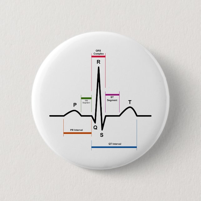 Sinus Rhythm in an Electrocardiogram ECG Diagram 2 Inch Round Button (Front)