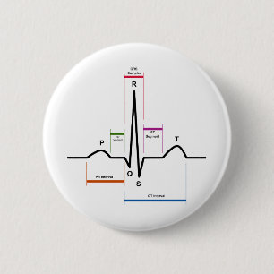 Sinus Rhythm in an Electrocardiogram ECG Diagram 2 Inch Round Button