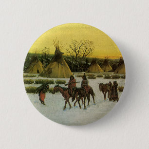 Sioux Camp at Wounded Knee by John Hauser 2 Inch Round Button
