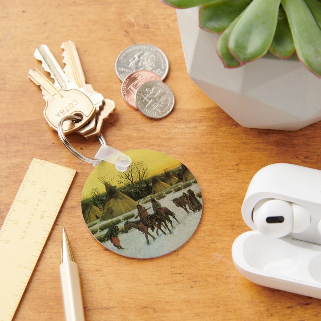 Sioux Camp at Wounded Knee by John Hauser Keychain (Desk)