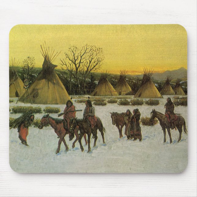 Sioux Camp at Wounded Knee by John Hauser Mouse Pad (Front)