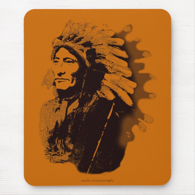 Sioux Chieftain Native American Gift Mousepad (Front)