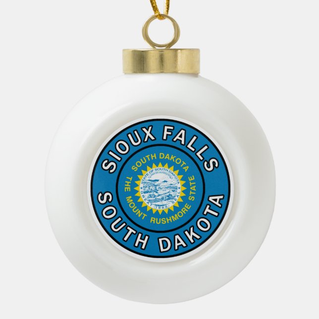 Sioux Falls South Dakota Ceramic Ball Christmas Ornament (Front)