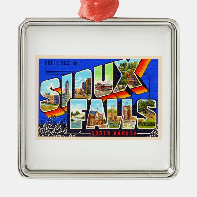 Sioux Falls South Dakota SD Large Letter Postcard Metal Ornament (Front)