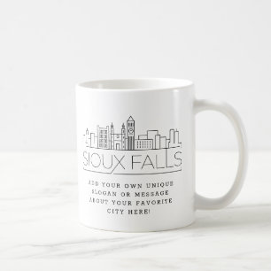 Sioux Falls Stylized Skyline   Custom Slogan Coffee Mug