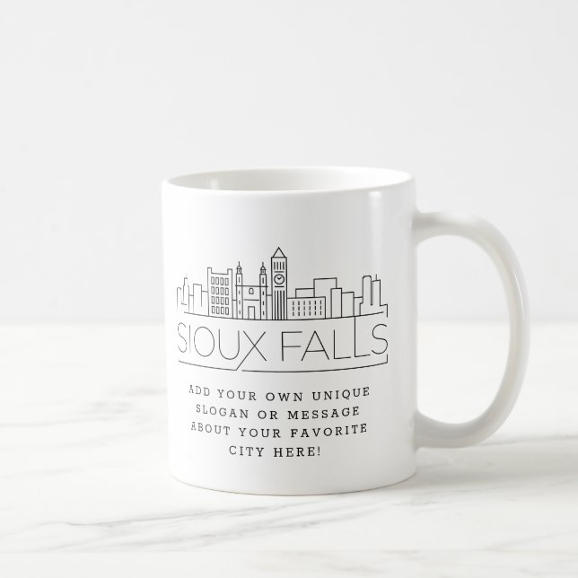 Sioux Falls Stylized Skyline | Custom Slogan Coffee Mug (Right)