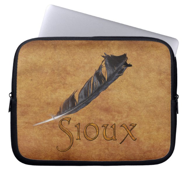 SIOUX Native American Feather Laptop Sleeve (Front)