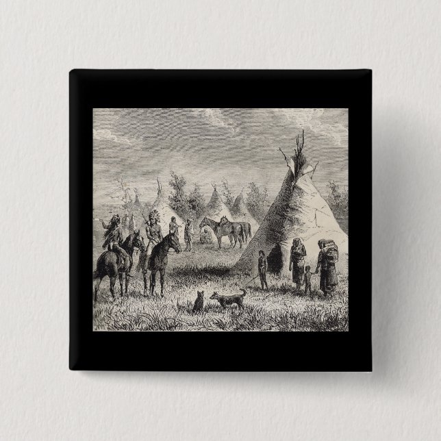 Sioux Village, circa 1876 2 Inch Square Button (Front)