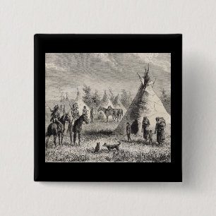 Sioux Village, circa 1876 2 Inch Square Button
