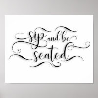 Sip and Be Seated Wedding Table Sign