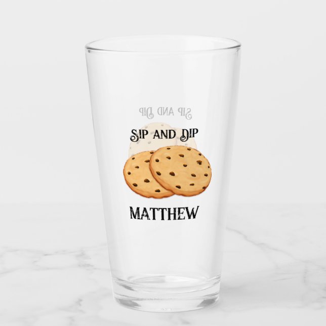 Sip and Dip Personalized Milk and Cookies Glass (Front)