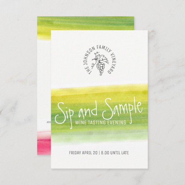 Sip and sample wine tasting invitations (Front/Back)