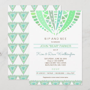 Sip and See baby shower invite, boy mandala Invitation