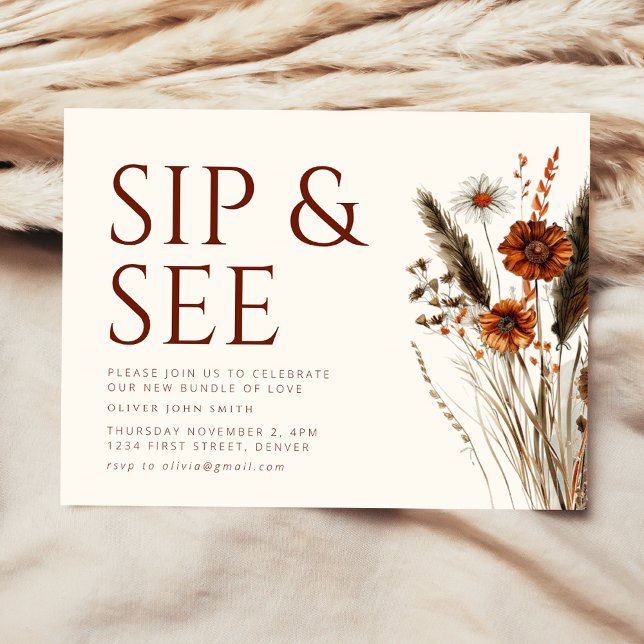 Sip and See Baby Shower Invite Postcard (Creator Uploaded)