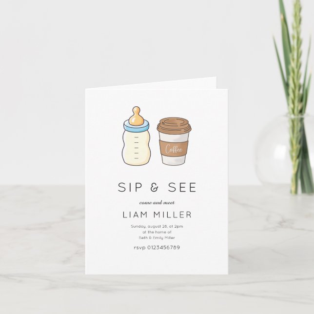 Sip and See Baby Shower Minimalist baby shower Invitation (Front)