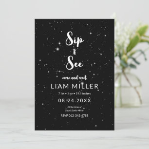 Sip and See Baby Shower, StarryNight Minimalist  Invitation