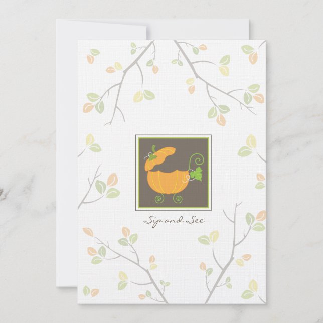 Sip and See Citrouille Baby Carriage Invitation (Devant)