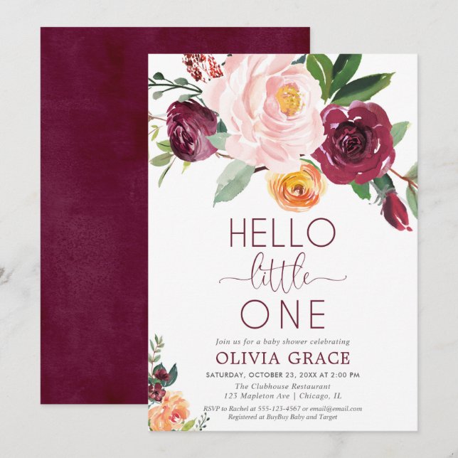 Sip and see hello little one fall baby shower invitation (Front/Back)
