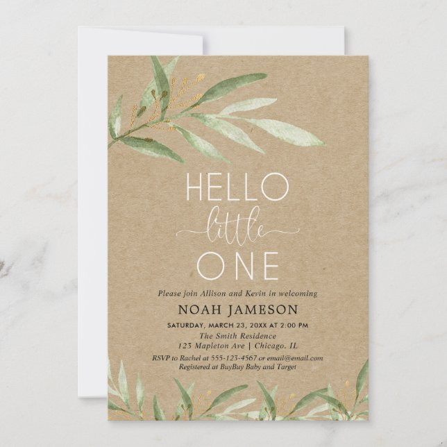 Sip and See invitation Rustic kraft meet and greet (Front)
