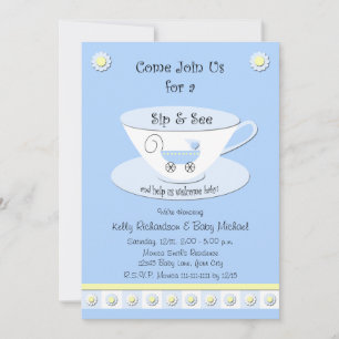 Sip and See Invitations Baby Boy Shower