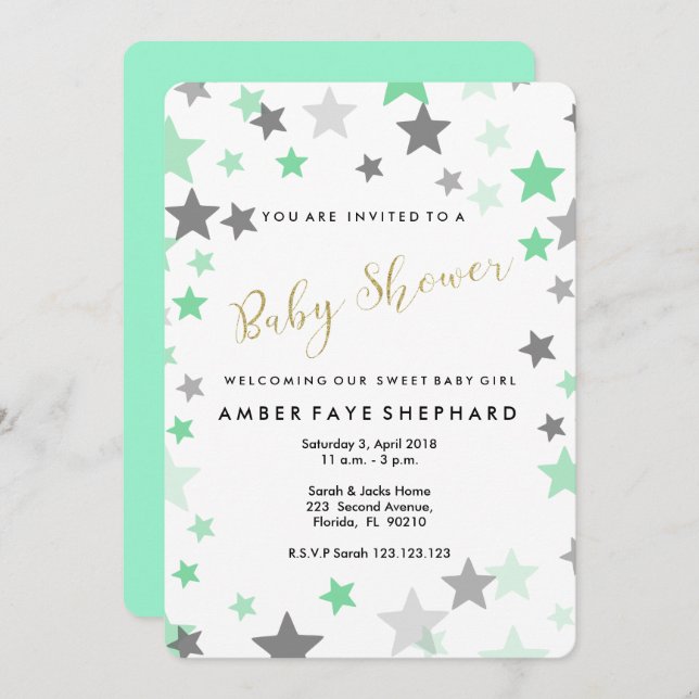 Sip and See invite, new baby, welcome party Invitation (Front/Back)