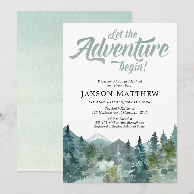 Sip and See, Meet and Greet baby boy, adventure Invitation (Front/Back)