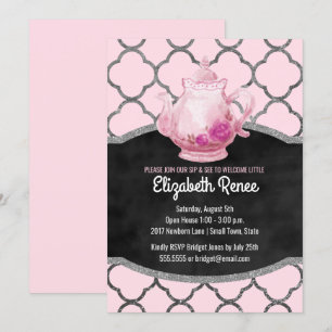 Sip and See New Baby Girl Welcome Invitations de t
