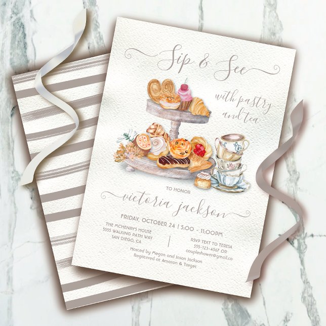 Sip and See with Pastry Tea Baby Shower Invitation (Creator Uploaded)