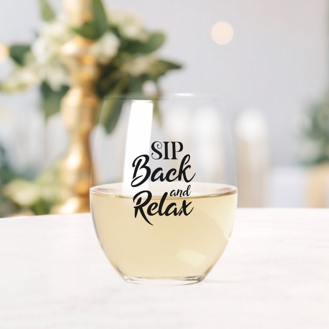 Sip Back and Relax Stemless Wine Glass (Insitu (Wedding))