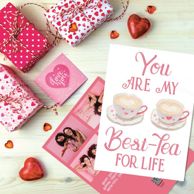 Sip & Cherish: Best-Tea for Life Galentine's Holiday Card (Creator Uploaded)