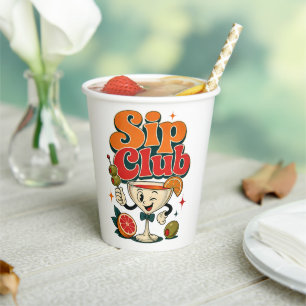 Sip Club Retro Cocktail Paper Cups
