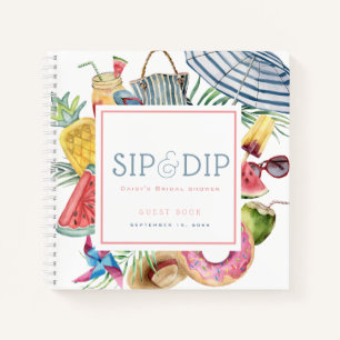 Sip & Dip Pool Party Pink Bridal Shower Guest Book