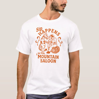 "Sip Happens" Funny Whiskey Drinking Bear Bar Gift T-Shirt
