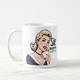 Sip Happens Glamourous Retro Sarcastic Tea and Coffee Mug