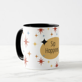 Sip Happens - Mug De Café Moderne Rétro Du Milieu 