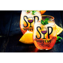 Sip Happens Wine Glass Set
