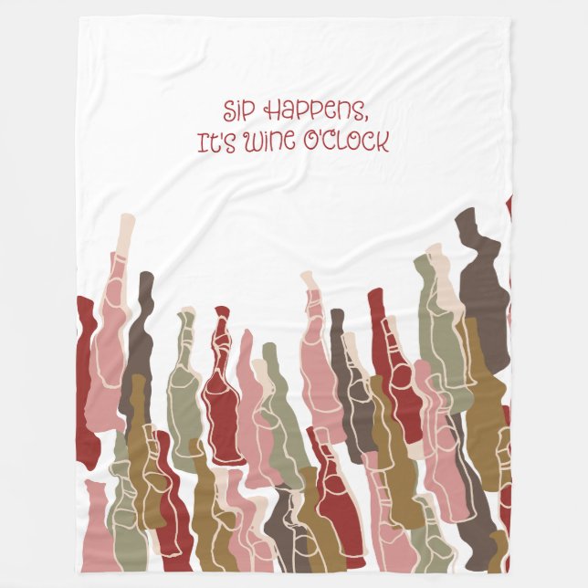 Sip Happens Wine Lover Fleece Blanket (Front)